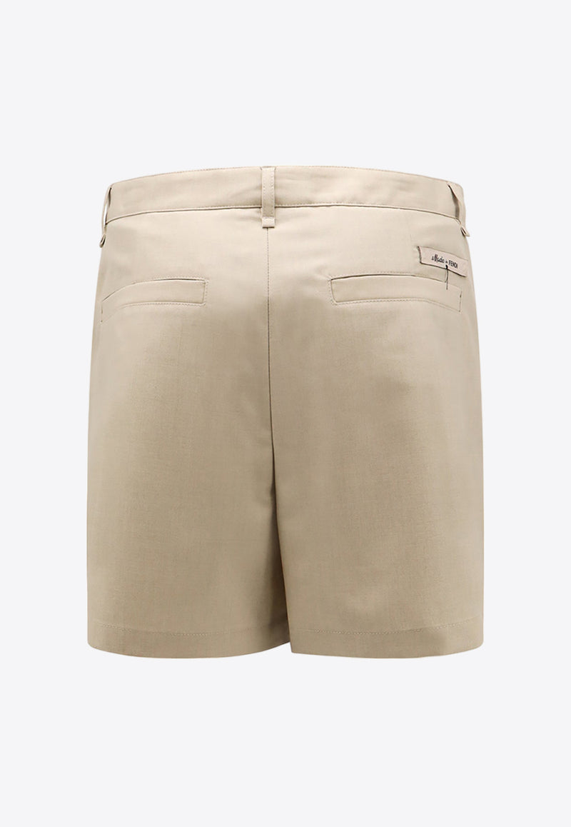 Fendi High-Waist Tailored Wool Shorts Beige FB0978AR8T_F1MTE