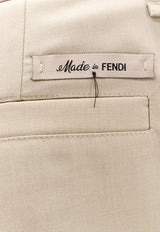 Fendi High-Waist Tailored Wool Shorts Beige FB0978AR8T_F1MTE