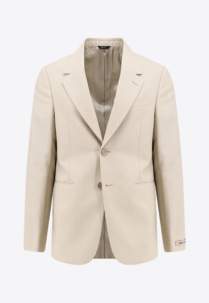 Fendi Single-Breasted Wool Blazer Beige FJ0798AR8T_F1MTE