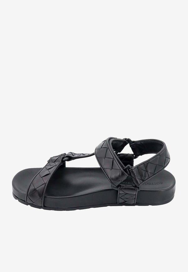 Bottega Veneta Trip Intrecciato Leather Sandals Black 775305V3HB0_1000