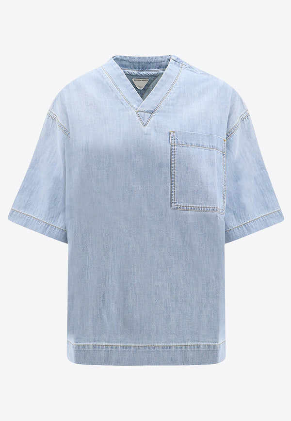 Bottega Veneta Short-Sleeved Denim T-shirt 774676V3N60_4946