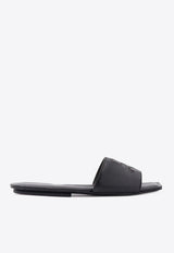 Courrèges Logo Nappa Leather Flat Sandals Black 124SSD003CR0052_9999