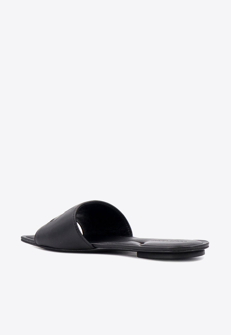 Courrèges Logo Nappa Leather Flat Sandals Black 124SSD003CR0052_9999