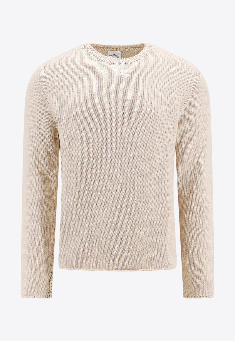 Courrèges Logo Embroidered Knitted Sweater Beige 124MPU137FI0053_1004