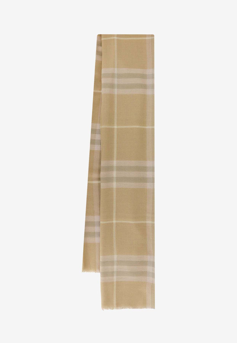 Burberry Checked Wool Fringed Scarf 8080098_A3743