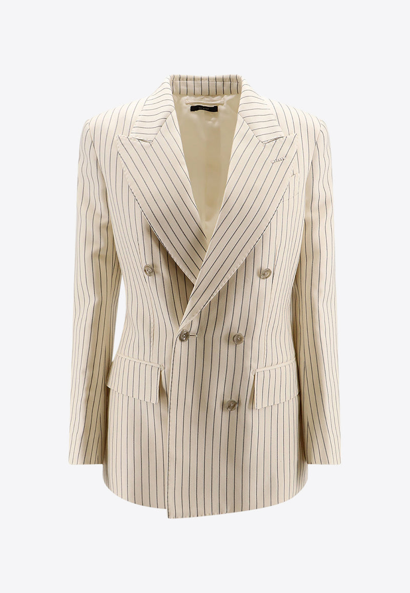 Tom Ford Wallis Double-Breasted Stripe Blazer White GI2971FAX1158_XECBL