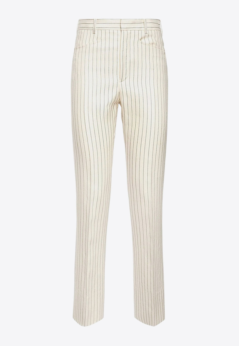 Tom Ford Striped Straight-Leg Pants White PAW558FAX1158_XECBL