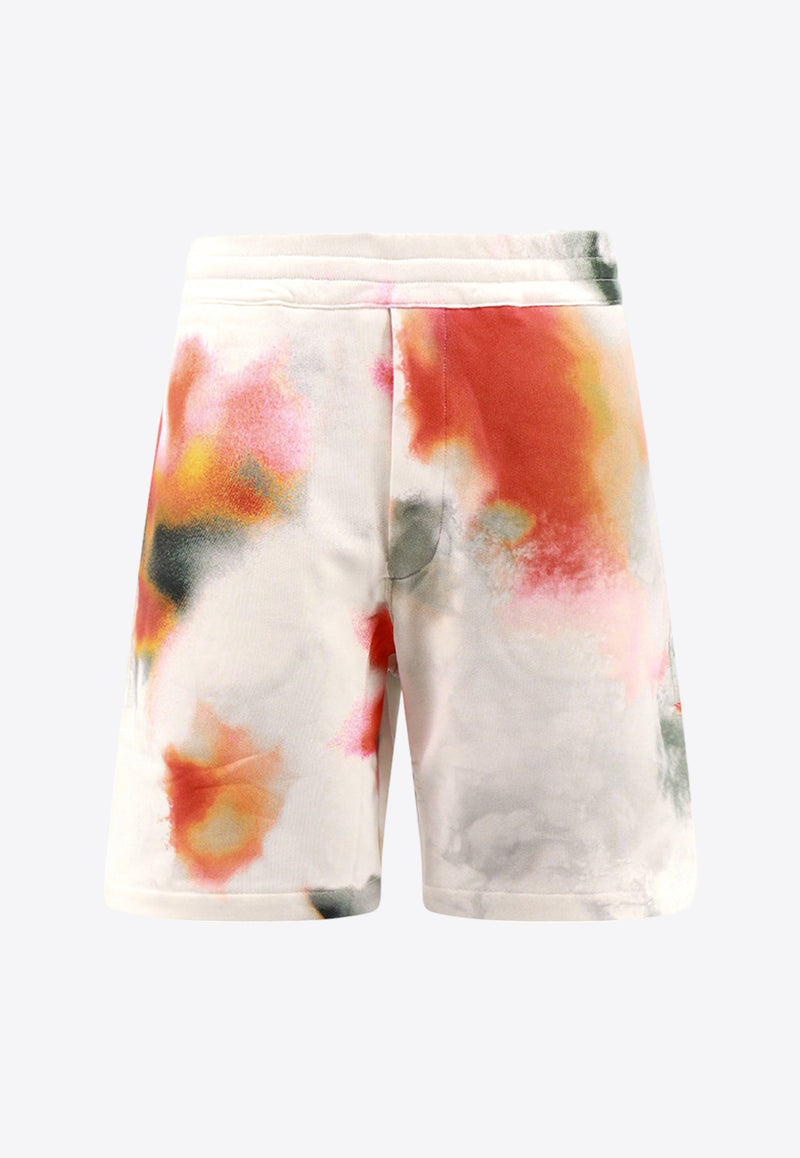 Alexander McQueen Obscured Flower Print Bermuda Shorts White 776277QXAAS_9113