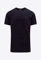 Marni Logo Embroidered T-shirt Navy HUMU0198X1UTCZ57_00B99