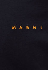 Marni Logo Embroidered T-shirt Navy HUMU0198X1UTCZ57_00B99