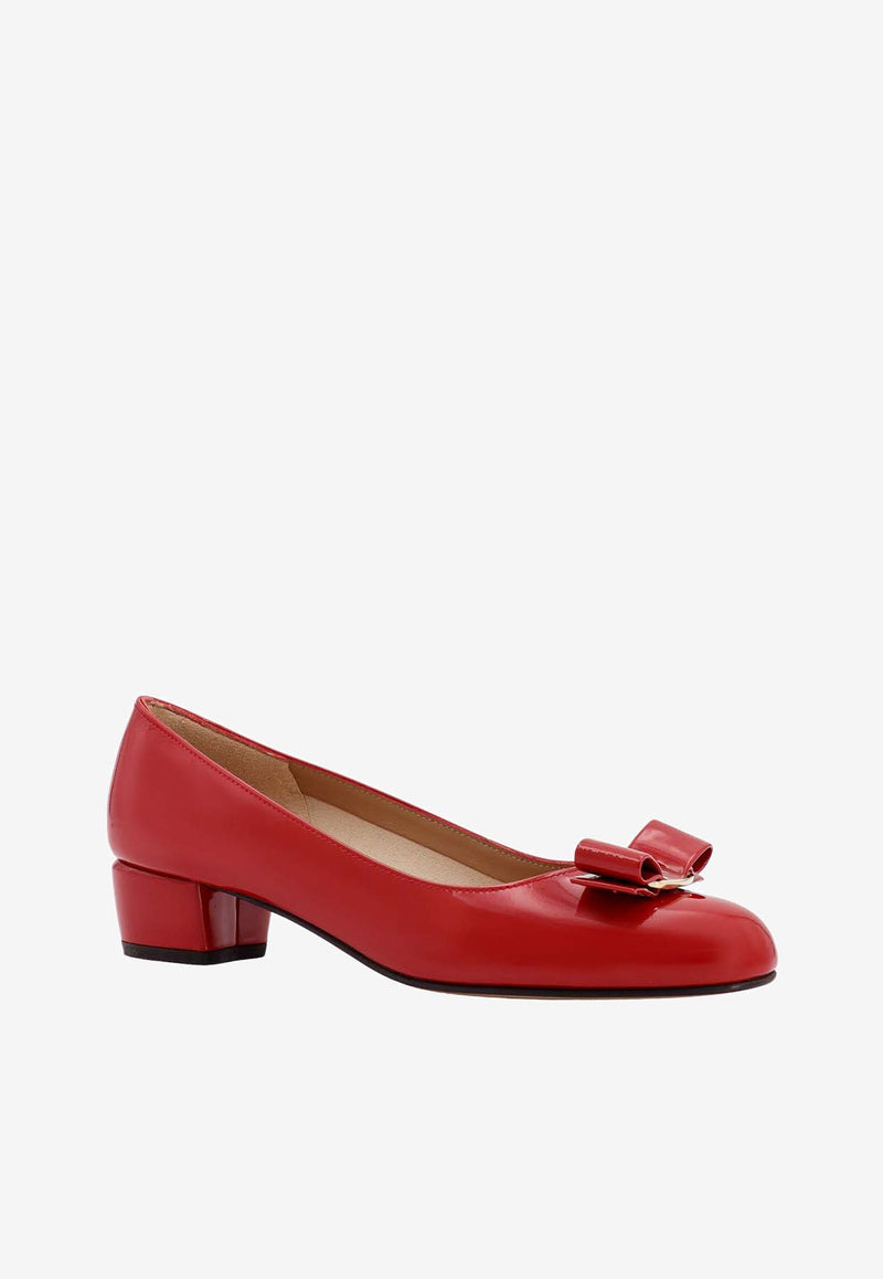 Salvatore Ferragamo Vara Bow 30 Patent Leather Pumps Red 01B221591964_ROSSO