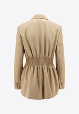 Chloé Double-Breasted Smocked Wool Blazer Beige C24SVE02170_278