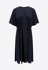 Chloé Ruched Silk Knee-Length Dress Blue C24SRO01004_4C3