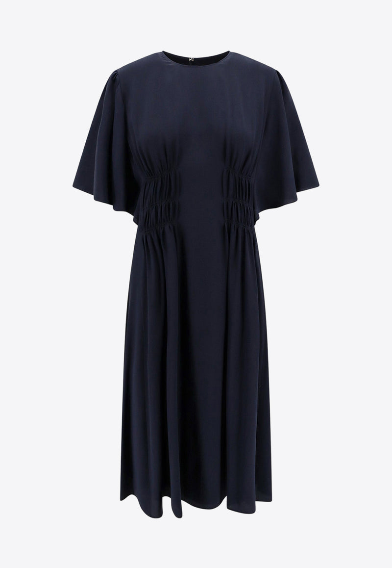 Chloé Ruched Silk Knee-Length Dress Blue C24SRO01004_4C3