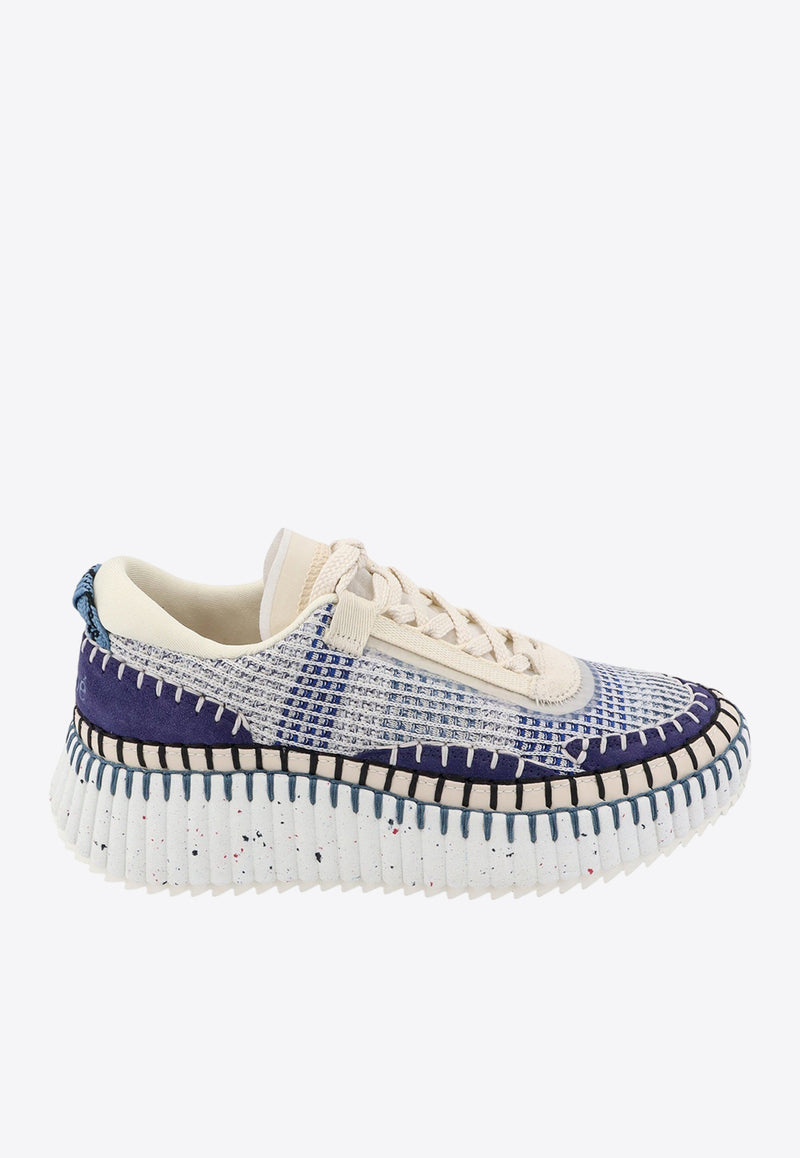 Chloé Nama Embroidered Low-Top Sneakers Blue C22S579Y0_411