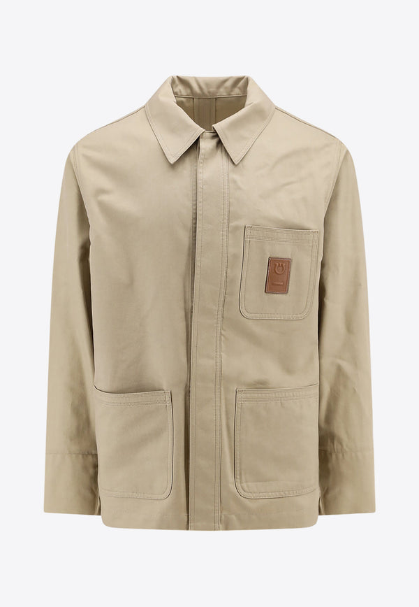 Salvatore Ferragamo Logo Patch Overshirt 143832771558_SAND Beige