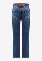 Alexander McQueen Logo Patch Straight-Leg Jeans
 Blue 781770QYAAU_4211