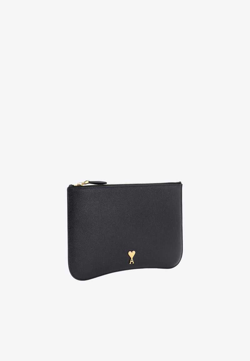 AMI PARIS Paris Paris Grained Leather Clutch Black USL025AL0036_0015