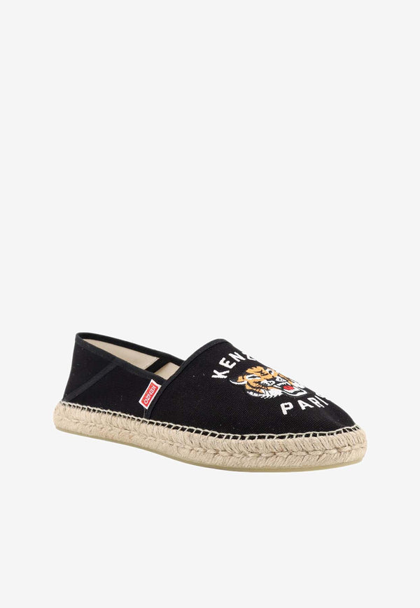 Kenzo Lucky Tiger Embroidered Espadrilles Black FE55ES020F81_99