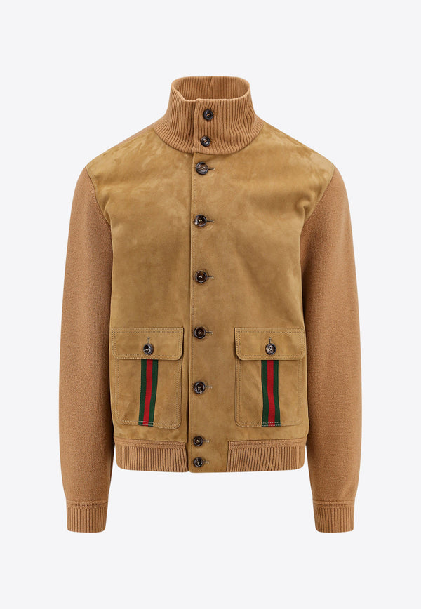 Gucci Suede Web Bomber Jacket Beige 764343XKDO4_2184