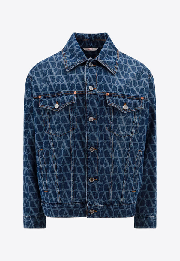 Valentino Toile Iconographe Denim Jacket Blue 4V3DC03E9WE_558