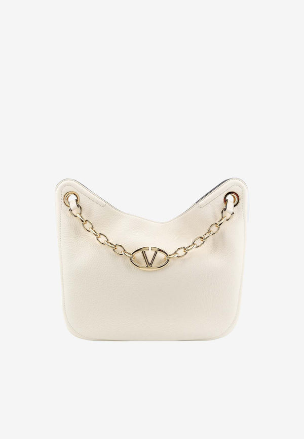 Valentino VLogo Moon Leather Tote Bag White 4W2B0N09JDK_098