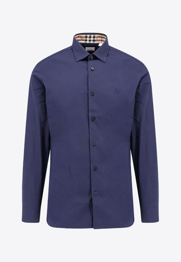 Burberry EKD Embroidered Long-Sleeved Shirt Blue 8071800_A1222