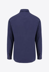 Burberry EKD Embroidered Long-Sleeved Shirt Blue 8071800_A1222