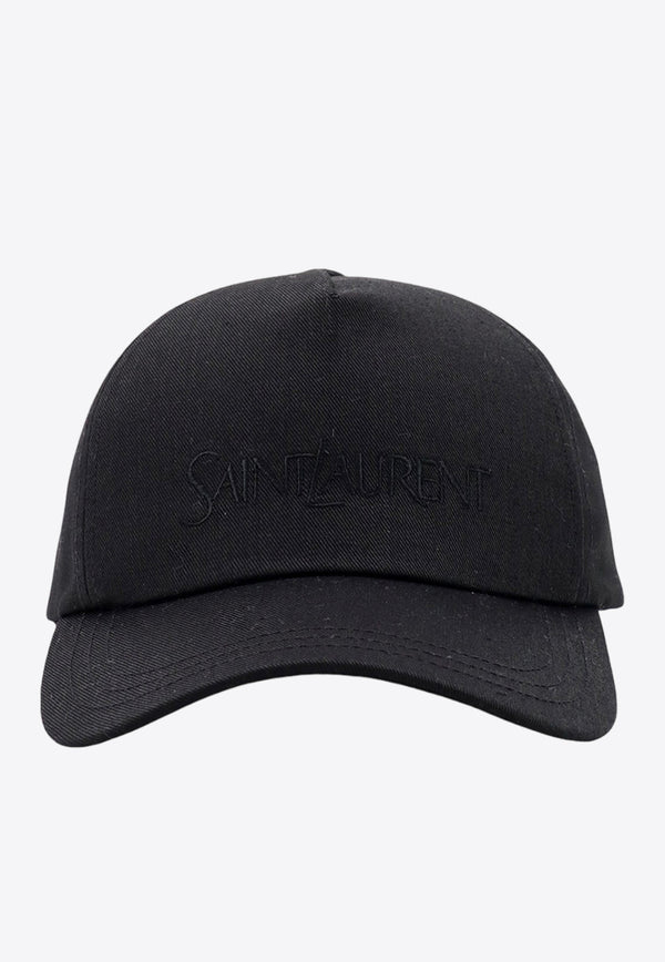 Saint Laurent Logo Embroidered Baseball Cap Black 7780633YP19_1000