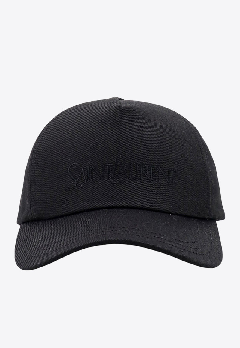 Saint Laurent Logo Embroidered Baseball Cap Black 7780633YP19_1000