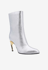 Alexander McQueen Armadillo 95 Metallic Leather Mid-Calf Boots Silver 780677WIF21_8369