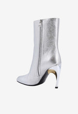 Alexander McQueen Armadillo 95 Metallic Leather Mid-Calf Boots Silver 780677WIF21_8369