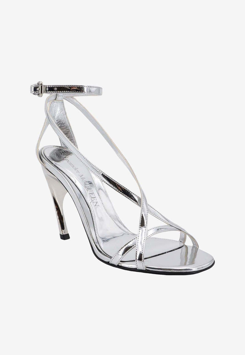 Alexander McQueen Armadillo 95 Mirrored Leather Sandals
 Silver 780692W4WG1_8100