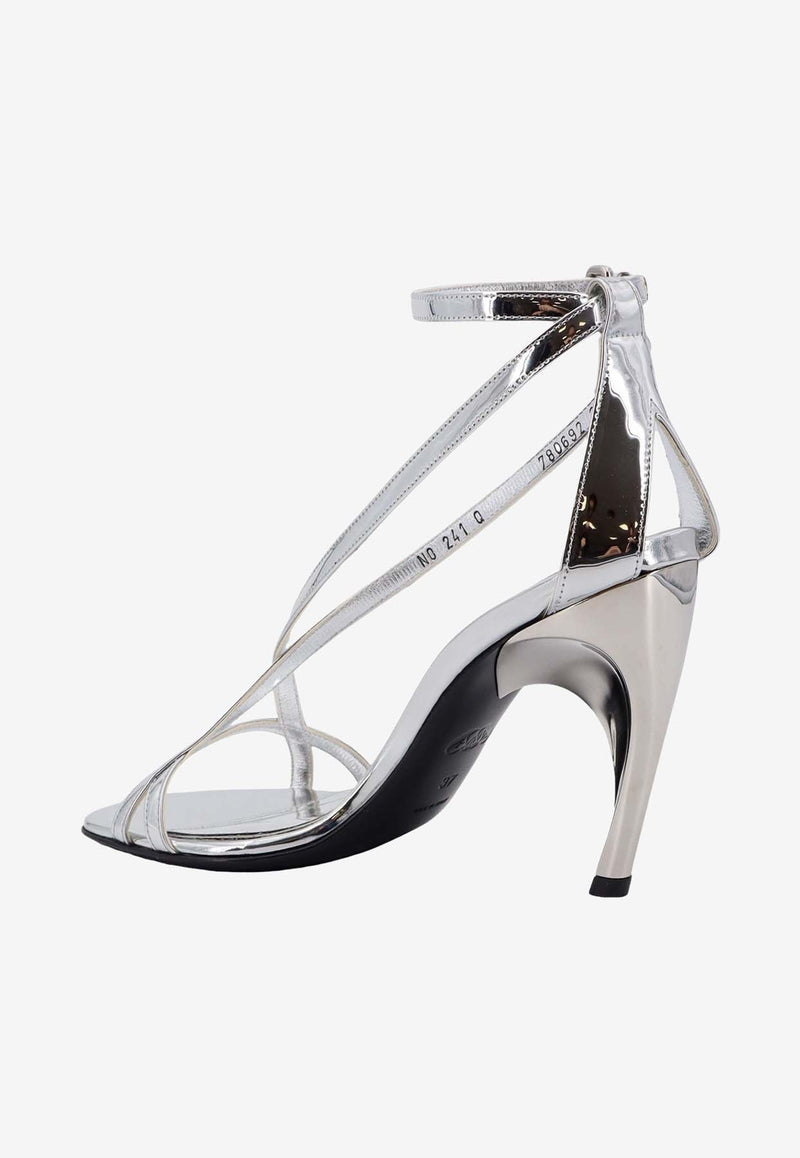 Alexander McQueen Armadillo 95 Mirrored Leather Sandals
 Silver 780692W4WG1_8100