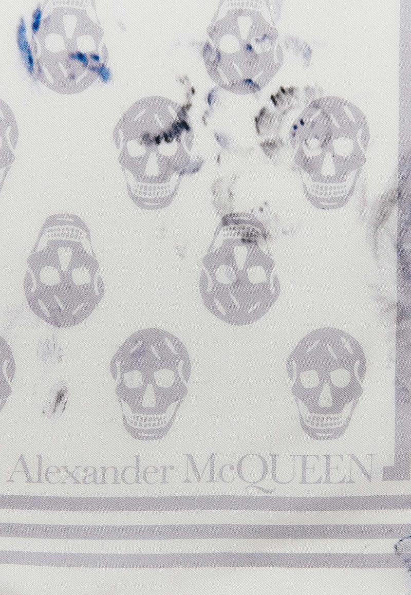 Alexander McQueen Chiaroscuro Biker Silk Scarf White 7802043001Q_9263