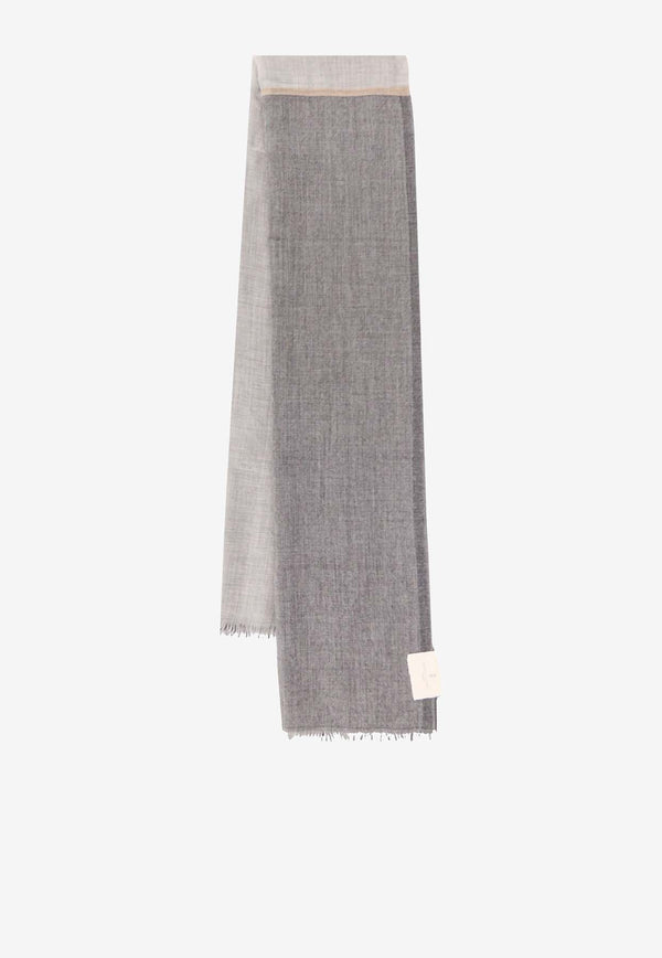 Brunello Cucinelli Colorblocked Cashmere Blend Scarf Gray MSC606AV_CW483