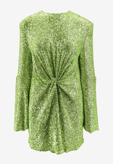 NERVI All-Over Sequin Knotted Mini Dress Green CSESS24_GRASS