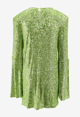 NERVI All-Over Sequin Knotted Mini Dress Green CSESS24_GRASS