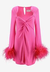 NERVI Stardust Feathered Mini Dress Pink STASS24_HOTPINK