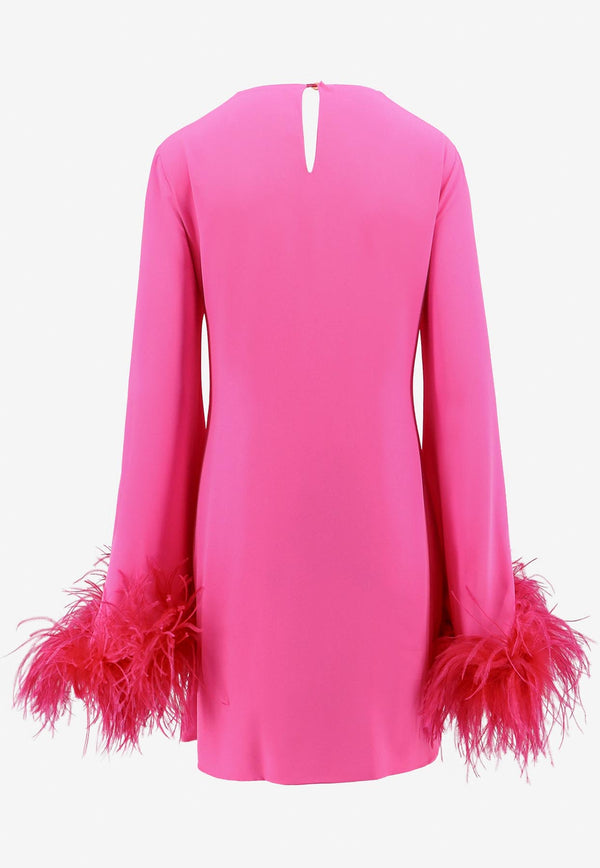 NERVI Stardust Feathered Mini Dress Pink STASS24_HOTPINK