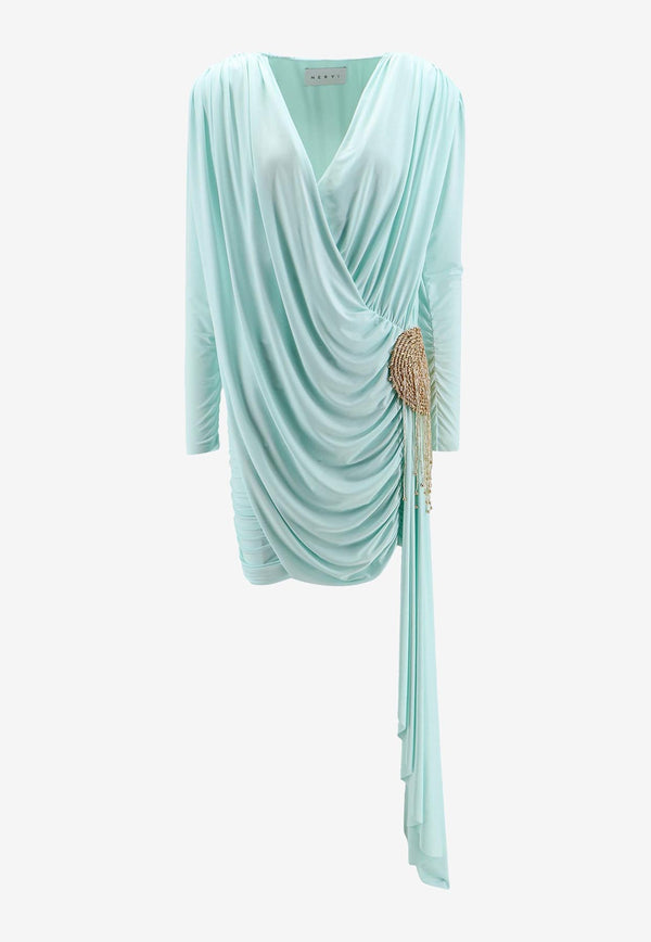 NERVI Lexi Draped Mini Dress Green LEXSS24_GREENMINT