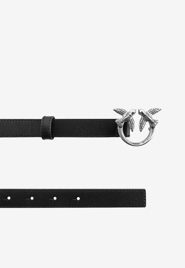 PINKO Love Birds Buckle Leather Belt Black 100143A0F1_Z99O