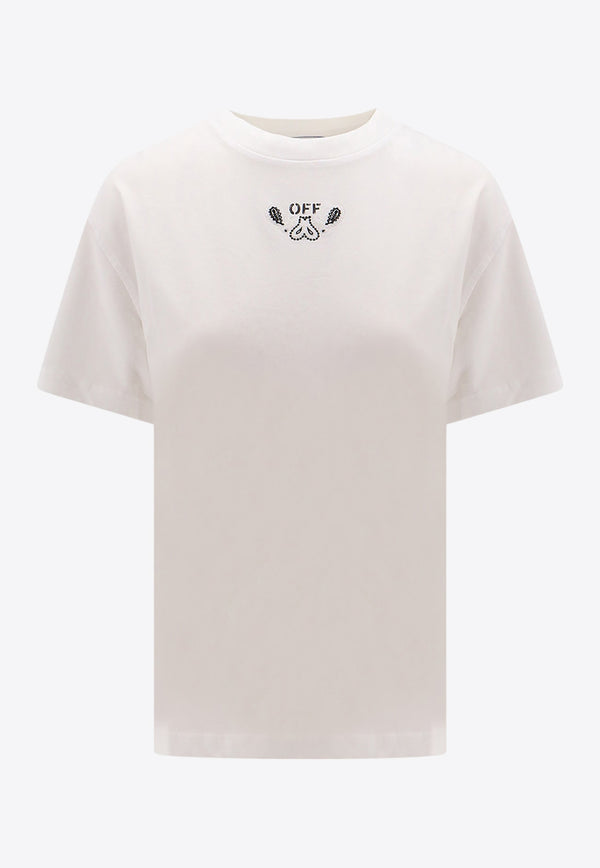 Off-White Bandana Arrow-Embroidered Crewneck T-shirt White OWAA089S24JER002_0101