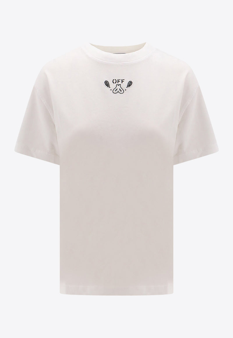 Off-White Bandana Arrow-Embroidered Crewneck T-shirt White OWAA089S24JER002_0101