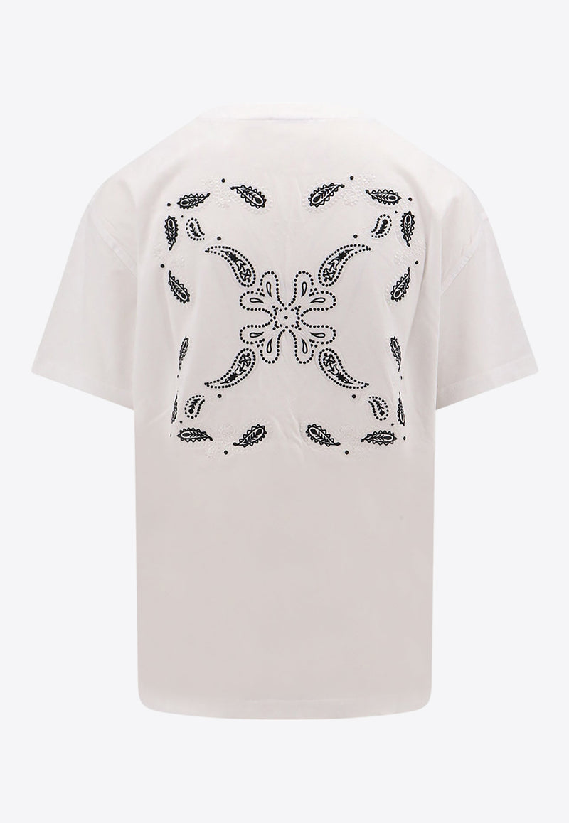 Off-White Bandana Arrow-Embroidered Crewneck T-shirt White OWAA089S24JER002_0101