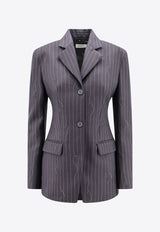 Off-White Pinstripe Single-Breasted Blazer Gray OWEF123S24FAB003_0707