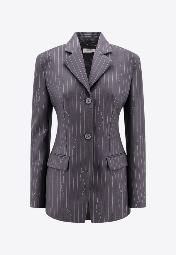 Off-White Pinstripe Single-Breasted Blazer Gray OWEF123S24FAB003_0707