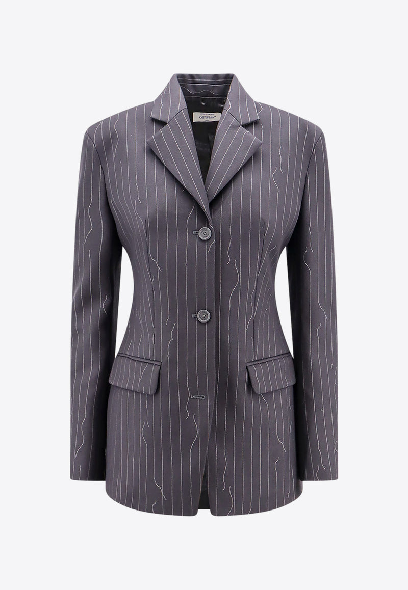 Off-White Pinstripe Single-Breasted Blazer Gray OWEF123S24FAB003_0707