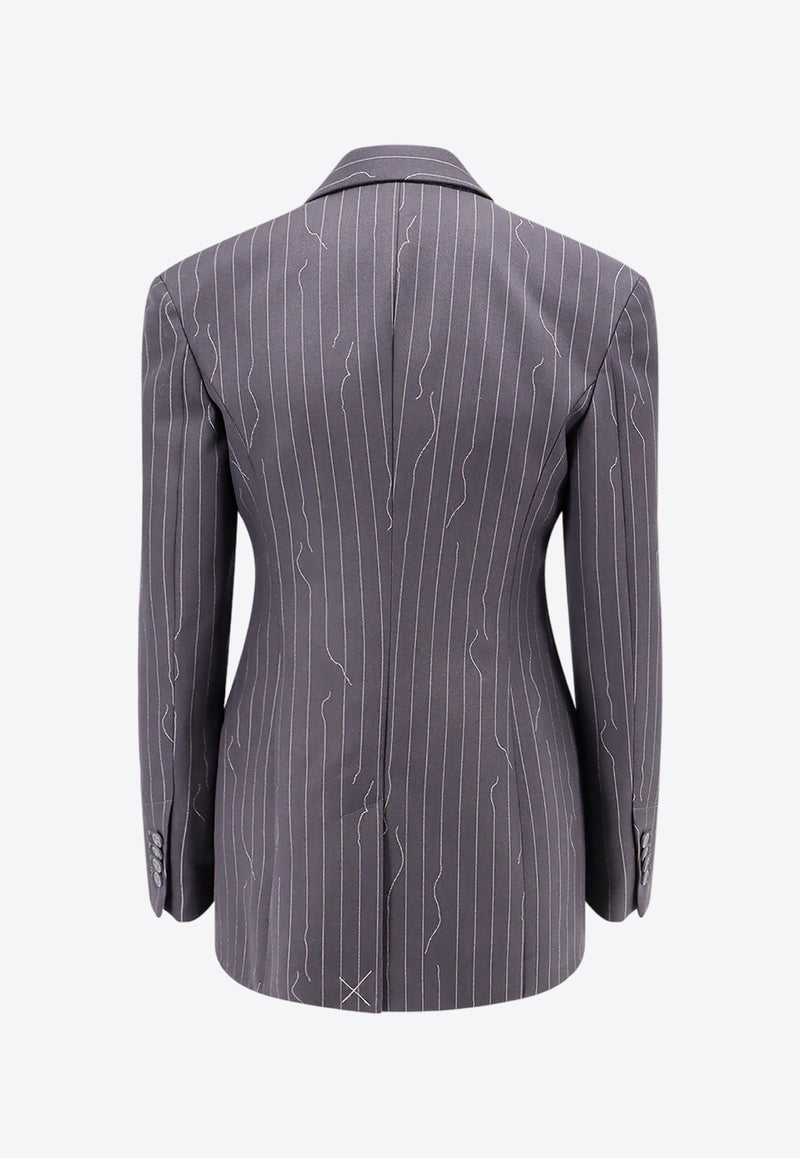 Off-White Pinstripe Single-Breasted Blazer Gray OWEF123S24FAB003_0707