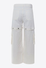 Off-White Convertible Logo Embroidered Cargo Jeans White OMYA183S24DEN001_0202